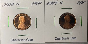 Two Different Proof Lincoln Pennies - 2003 & 2004 S