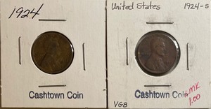 Two Different Lincoln Wheat Pennies  - 1924 P & S