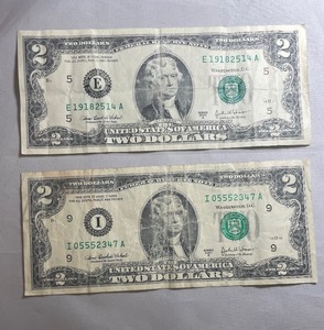 2 2003A $2 Bills - E19182514A, I05552347A