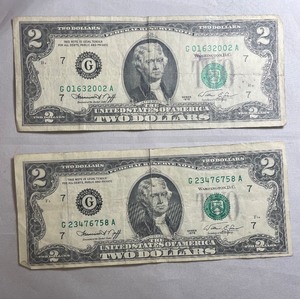 2 1976 $2 Bills - G23476758A, G01632002A