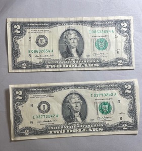 2 2013 $2 Bills - I03773242A, E08632654A