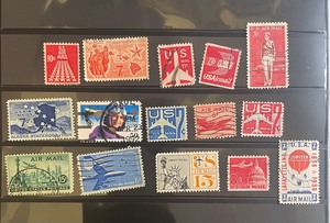 15 Used U.S. Air Mail Stamps