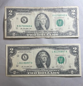 2 2013 $2 Bills - K01700969A, L81190847A