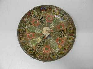 lot 12 image: RARE VINTAGE AMERICANA CIGAR BAND FOLK ART ASHTRAY - NICE - VERY COOL PIECE - APPROX 5 ROUND - SEE PICTURES