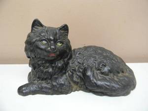 lot 17 image: VINTAGE IRON ART CAST IRON BLACK CAT DOOR STOP - VERY COOL - APPROX 10.5 Long - SEE PICTURES