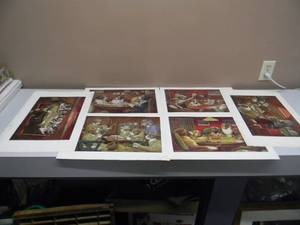 lot 24 image: VINTAGE COLLECTION OF 6 - C.M. COOLIDGE DOGS PLAYING POKER PRINTS - VERY COOL SET - APPROX 16 by 12 - SEE PICTURES