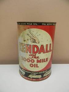 lot 29 image: VINTAGE KENDALL THE 2000 MILE OIL 5 QUART CAN - PLANE, CAR, BOAT & TRUCK GRAPHICS - GREAT COLLECTIBLE - SEE PICTURES
