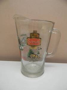 lot 48 image: Vintage Schmidt Beer Collector Series Glass Pitcher Wildlife SINCE 1855 GOLD HONEST TO MINNESOTA - GREAT PIECE - SEE PICTURES