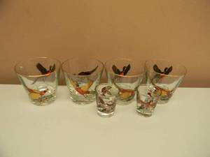 lot 49 image: Vintage Wildlife Drink Glasses 4 Tumblers & 2 Shot Glasses - LIKE NEW - GREAT PIECES - SEE PICTURES