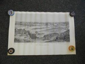 lot 68 image: VINTAGE LARGE IMAGE OF HISTORIC ST. PAUL MN. - OLD VERY COOL PIECE - APPROX 22.5 by 34 - SEE PICTURES
