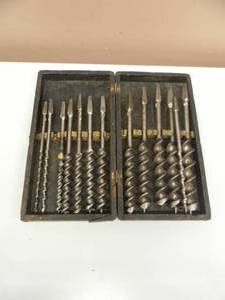 lot 74 image: VINTAGE WOOD DRILL BIT SET - SEE PICTURES