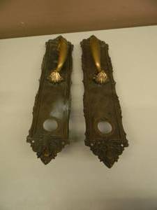 lot 78 image: Victorian Pair of Antique Bronze Gothic Door Handles, Sargent #7943 - AMAZING PIECES - SEE PICTURES