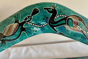 lot 111 image: Australian Boomerang by Kulali on a Stand