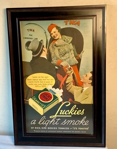 lot 5 image: Framed Vintage Lucky Strike Poster