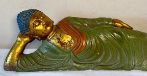 lot 46 image: Reclining Carved Buddha Statue