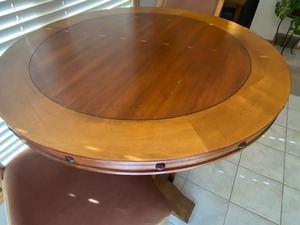 lot 32 image: Pub Height Table and Two Coordinating Barstools