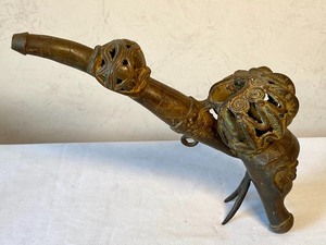 lot 35 image: Ornate Metal Tobacco Pipe from Zanzibar