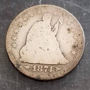 1874 US SEATED LIBERTY QUARTER