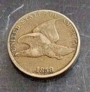 1858 LG LETTER FLYING EAGLE CENT