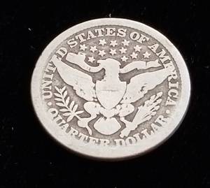 1893 US BARBER SILVER QUARTER