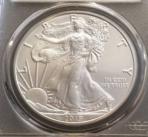 2019 AMERICAN SILVER EAGLE PCGS MS69 1ST STRIKE (1OZ.999FS)