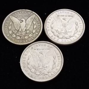 3 US MORGAN SILVER DOLLARS AS PICTURED