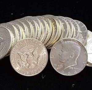 UNC ROLL OF 1964 KENNEDY HALF DOLLARS (20 COINS)