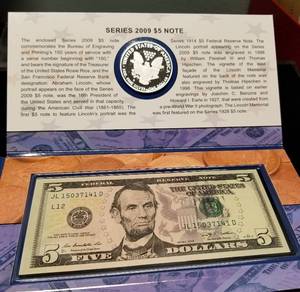 2012 US MINT BUREAU OF ENGRAVING SET PROOF SILVER EAGLE & $5 BILL