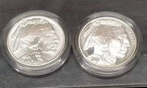 2001 SMITHSONIAN US SILVER DOLLAR 2 COIN COMMEMORATIVE SET IN ORIGINAL PACKAGING