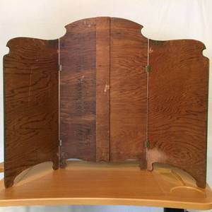 Very Unusual &amp Lovely Antique Hand Painted Wood 3 Fold Fireplace Hearth Decor Screen 28x38 - Back Has Writing...Can Only Make Out San Francisco California - Painting Has Whisps Of Fog Throughout...Not Done By The Lighting.&nbsp Very Interesting
