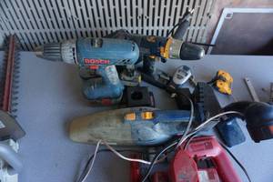 lot 21 image: Large Lot of Milwaukee, Bosch, Ryobi Cordless Power Tools