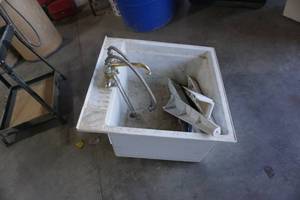 lot 24 image: Composite Utility Sink With Legs, Faucets and Water Lines