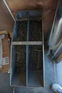 lot 102 image: Heavy Duty Galvanized Stackable Nail Storage Bins Complete With Assorted Nails