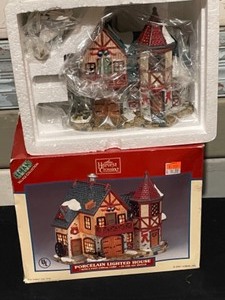Porcelain Lighted House, Dog Cookie Jars