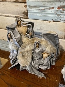 Christmas Ornaments (lot of 8), Fiber Optic Angel and Nativity