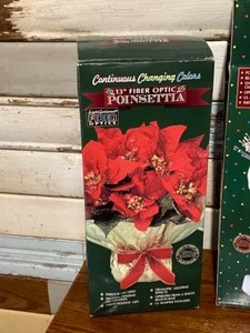 Fiber Optic Santa, Fiber Optic Poinsettia and Santa