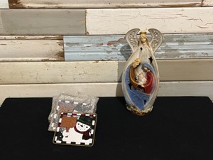 Angel Nativity and 8 Stain Glass Wall Plaques