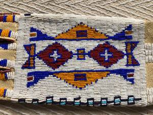 Large Beaded Pipe Bag on Animal Hide & Horse Hair