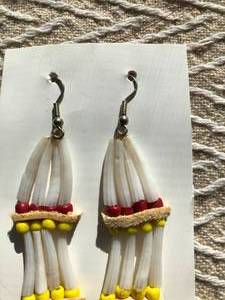 Bead and Shell Medium Size Earrings