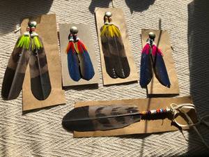 Set of 6 Feather and Beaded Hair Ties