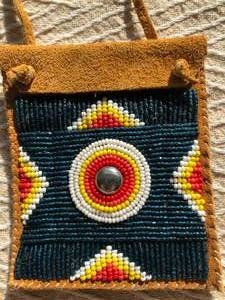 Small Hand Beaded Hide Bag