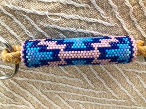 Blue & Pink Hand Beaded Key Chain