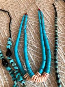 Turquoise and Shell Necklaces (8) and Bracelet
