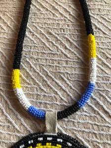 BlueBlackYellow Beaded Necklace