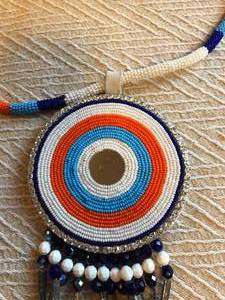 Multi colored Hand beaded necklace with Horse hair