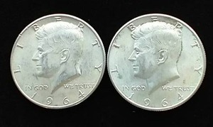 2 90% Silver Kennedy Half Dollars