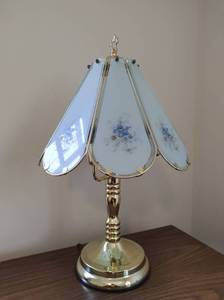lot 93 image: Brass And Glass Style Touch Lamp
