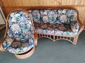 lot 151 image: Rattan Sofa and Rocking Chair
