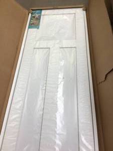 eightdoors 28 in. x 80 in. x 1-38 in. Shaker White Primed 5-Panel Solid Core Wood Interior Slab Door Customer Returns See Pictures