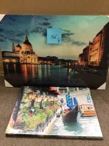 11.75 in. x 15.75 in. LED Lighted Floral Shop with Gondola Ride Canvas Wall Art Customer Returns See Pictures